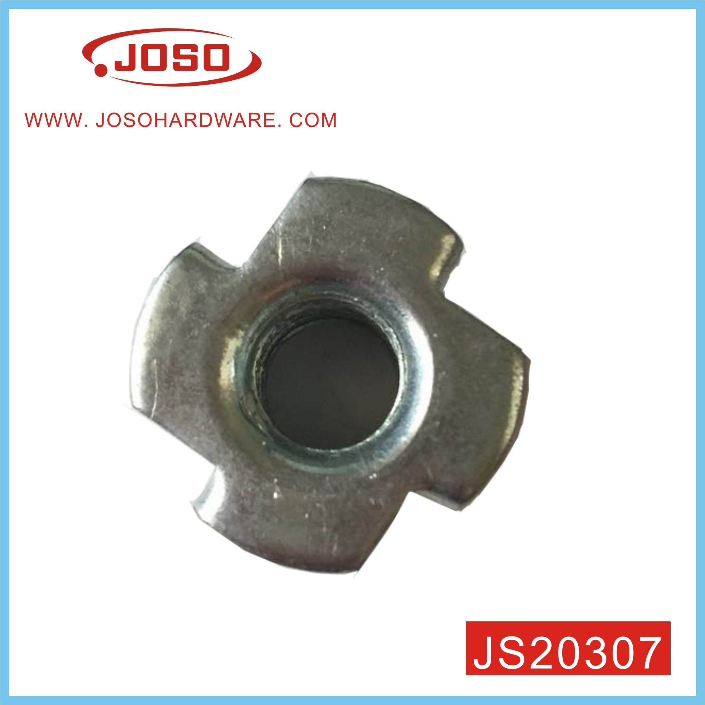 Zinc Plated Steel Tee Nut with Four Prongs for Furniture