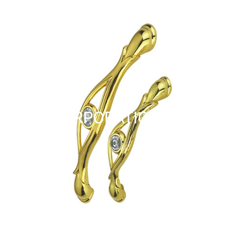 Factory Supply 96mm Zinc Alloy Gold Diamond Cabinet Handle Dresser Drawer Handle
