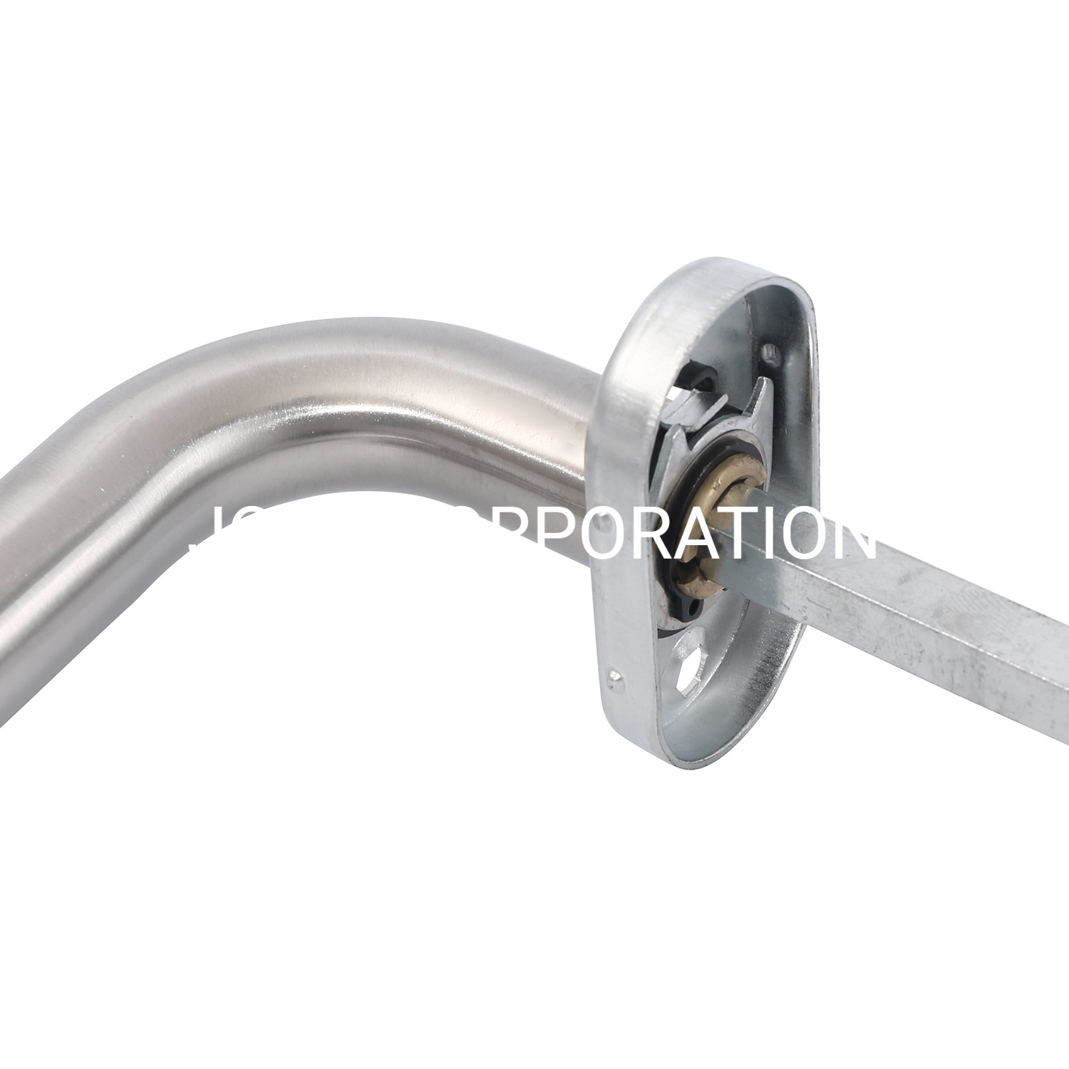 Stainless Steel 304 Tube Lever Pull Handle Round Rosette of Furniture Hardware for Glass Door