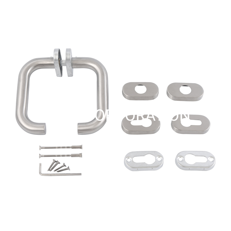 Stainless Steel 304 Tube Lever Pull Handle Round Rosette of Furniture Hardware for Glass Door