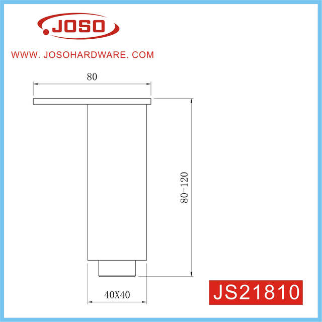 Adjustable Golden Square Cabinet Leg for Bedroom