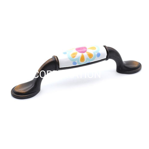 Fshion Zinc Alloy and Ceramics 76mm Copper Plated Handle Kitchen Drawer Handle