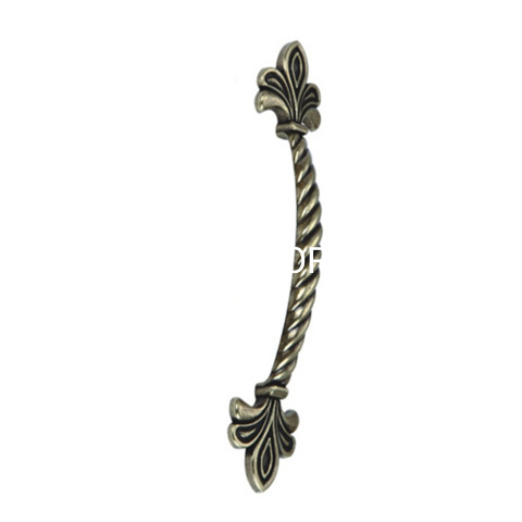 Retro Style 128mm Flower Pattern Antique Brass Pull Handle for Cabinet