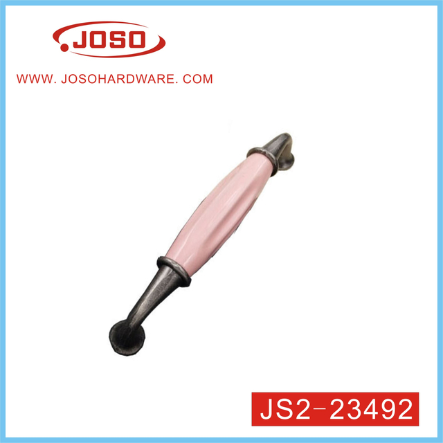 Pink Fashion Zinc Alloy with Ceramics Furniture Handle for Cabinet