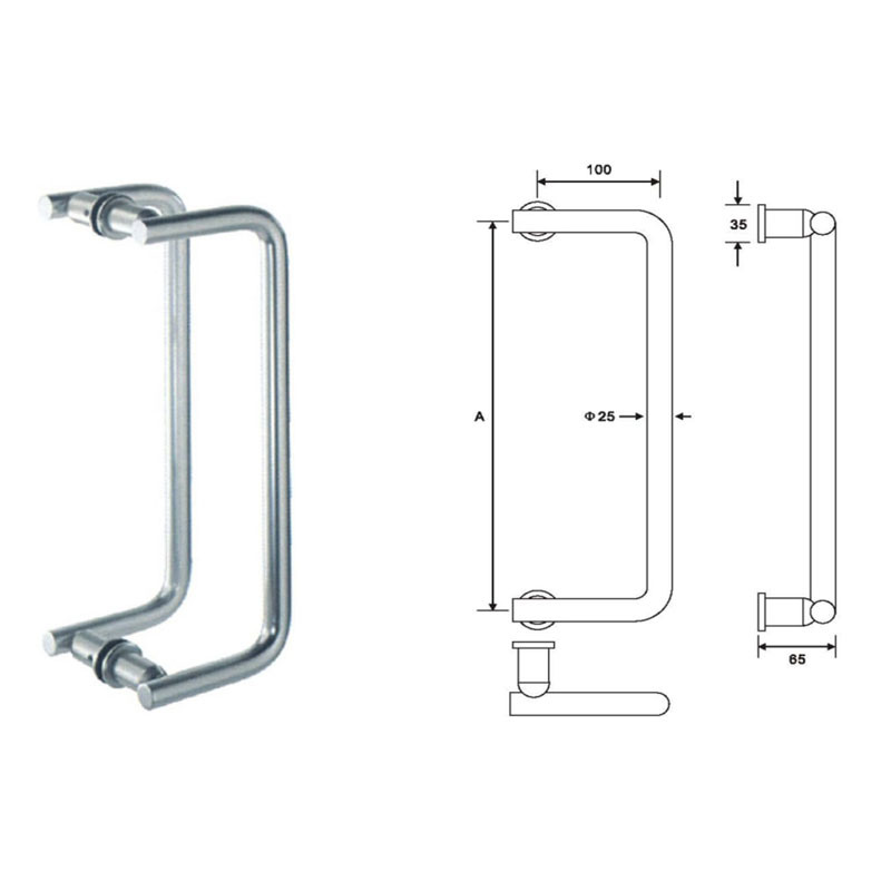 Stainless Steel 304 Curved 2000mm Door Handle Office Furniture Handle