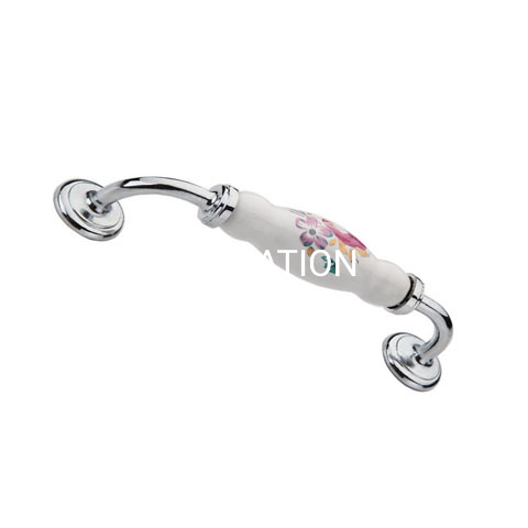 Fashion Slivery Zinc Alloy Ceramics 128mm Handle Furniture Accessories Cabinet Handle