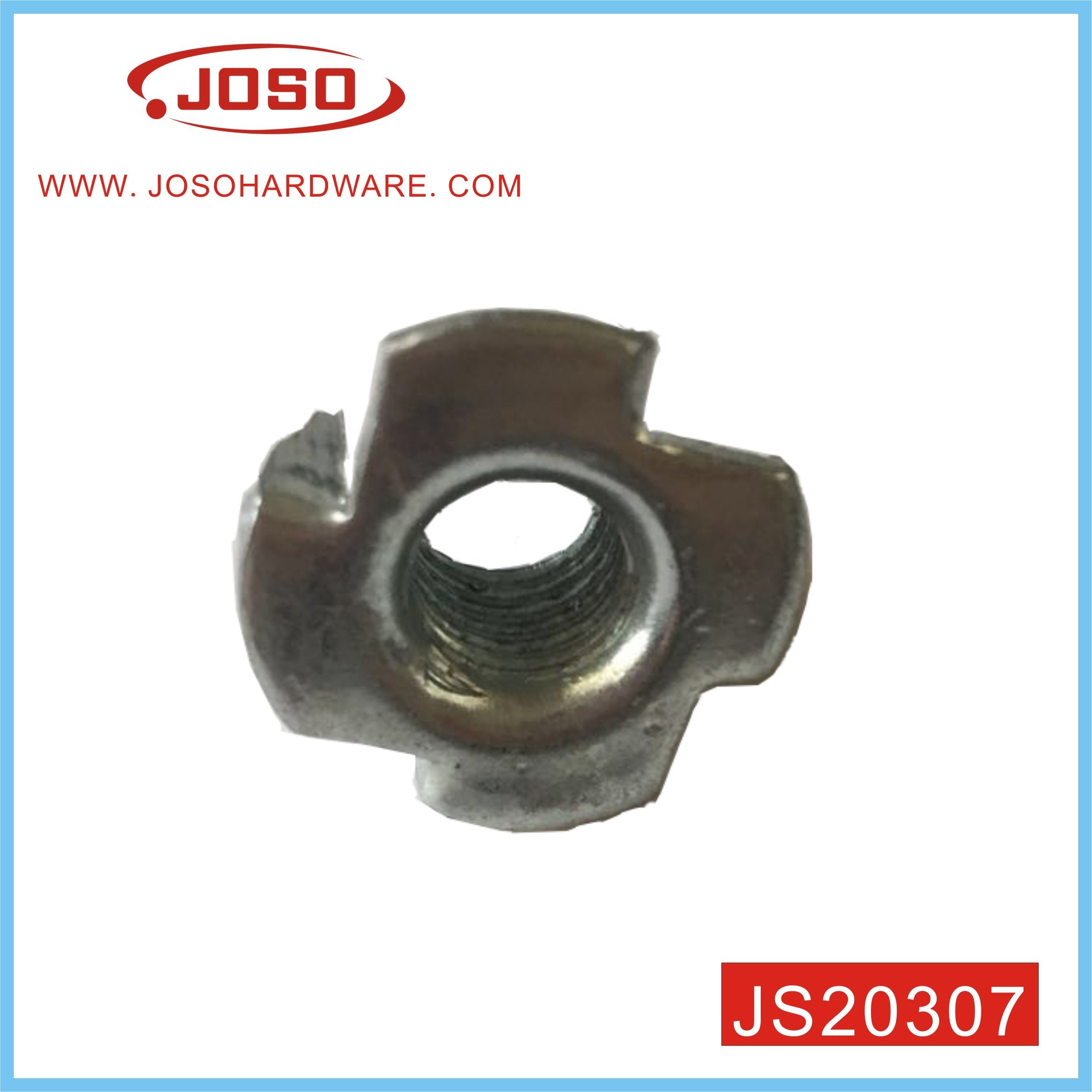 Zinc Plated Steel Tee Nut with Four Prongs for Furniture