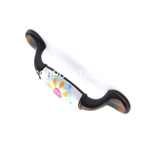 Fshion Zinc Alloy and Ceramics 76mm Copper Plated Handle Kitchen Drawer Handle