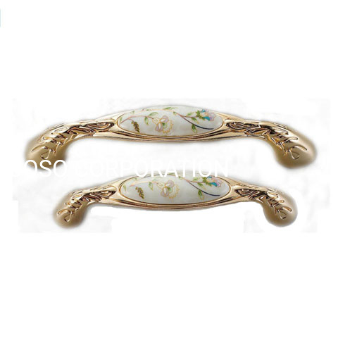 Elegant Zinc Alloy 96mm Ceramics Pull Drawer Handle Furniture Ceramics Handle