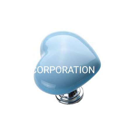 Hot Sale Heart Shape Zinc Alloy Ceramics Blue Children Handle Furniture Handle