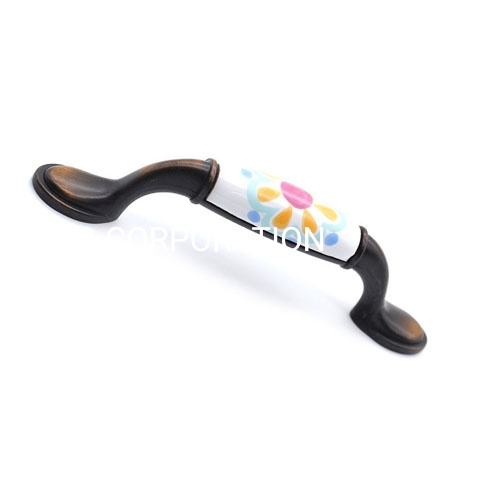 Fshion Zinc Alloy and Ceramics 76mm Copper Plated Handle Kitchen Drawer Handle