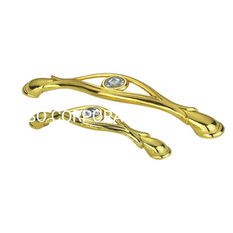 Factory Supply 96mm Zinc Alloy Gold Diamond Cabinet Handle Dresser Drawer Handle