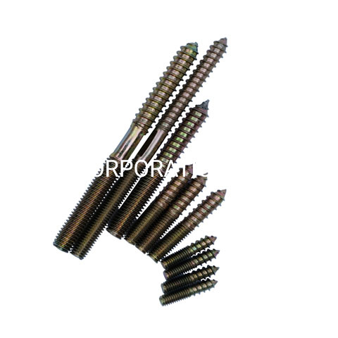Wholesale Steel M8 Yellow Plated Double Thread Screw Hanger Bolt Furniture Screw