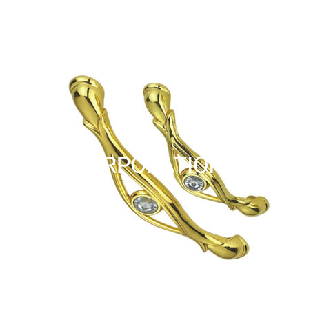 Factory Supply 96mm Zinc Alloy Gold Diamond Cabinet Handle Dresser Drawer Handle