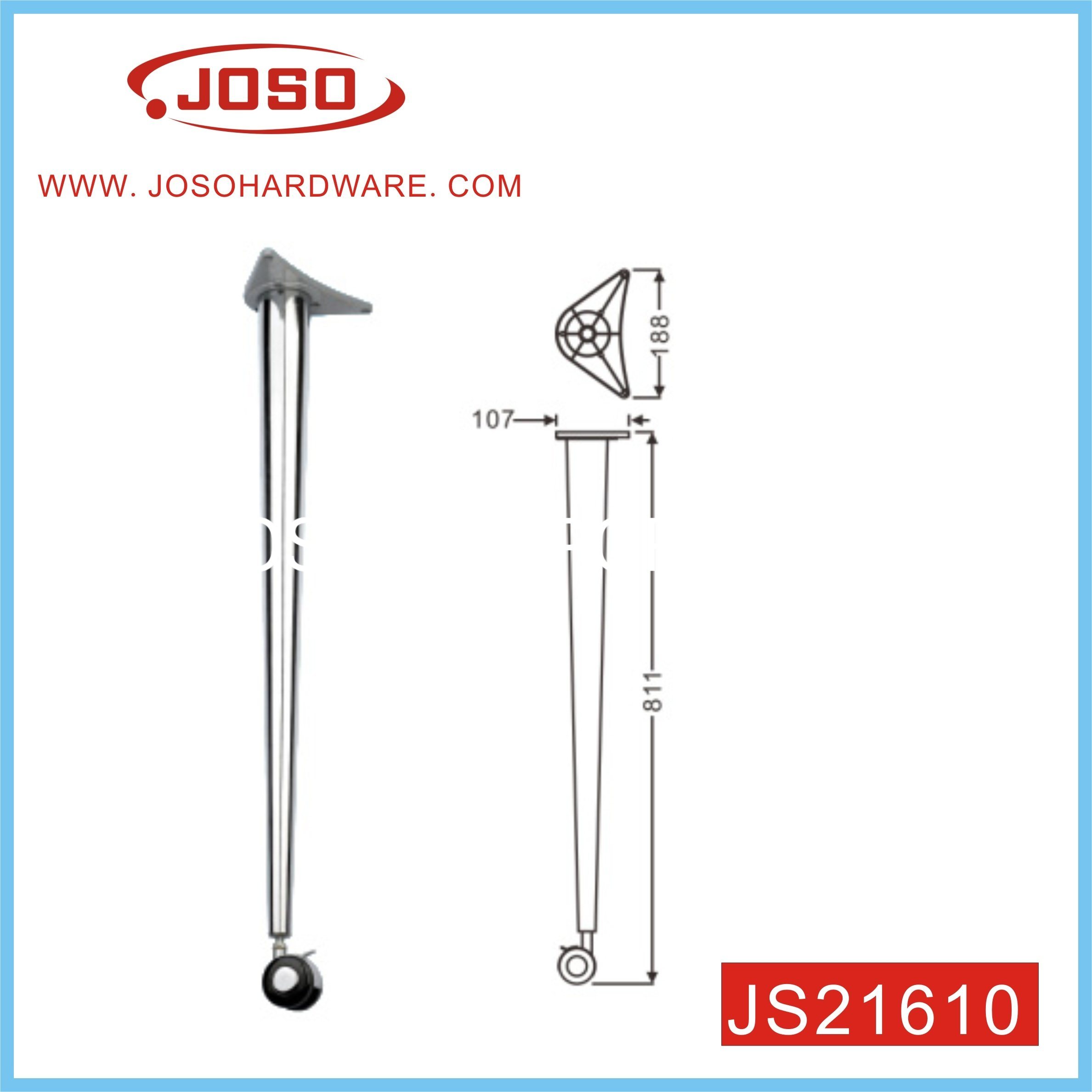 Chrome Plated Metal Table Leg with Caster for Office
