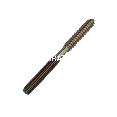 Wholesale Steel M8 Yellow Plated Double Thread Screw Hanger Bolt Furniture Screw
