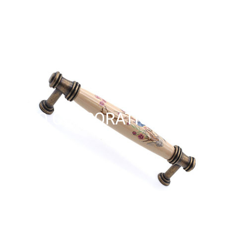Classical Furniture Zinc Alloy and Ceramics Antique Copper 76mm Handle Wardrobe Handle