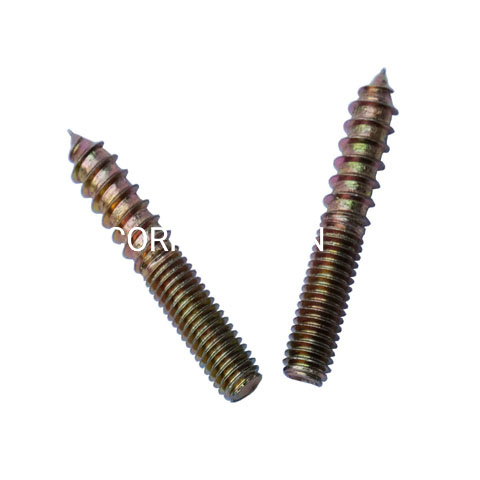 Steel Double Thread Dowel Screw Furniture Hardware Wood Screw Wardrobe Screw