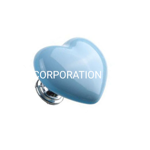 Hot Sale Heart Shape Zinc Alloy Ceramics Blue Children Handle Furniture Handle